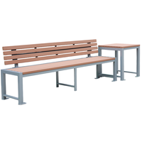 Banc en plastique imitation bois pour extérieur, siège de jardin public, chaise de patio et table à thé