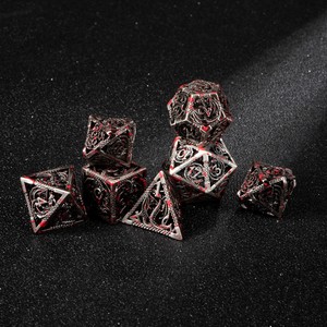 Ensemble de dés polyédriques DND en métal creux à 7 pièces avec effet de sang éclaboussant pour RPG, MTG, Dungeons & Dragons, jeux de table - Product Image 2
