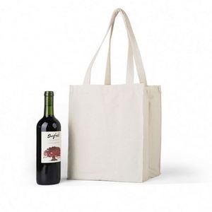 Sac fourre-tout en toile personnalisé avec logo de Noël, sublimation, noir, blanc naturel, rouge vin, avec poche pour 6 bouteilles - Product Image 1