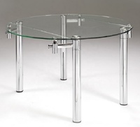 Meubles de salle à manger modernes et contemporains, table à manger extensible avec pieds en métal et plateau en verre trempé pour appartement