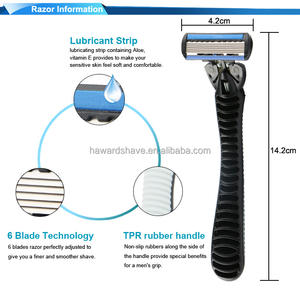 छह ब्लेड कारतूस रेजर स्टेनलेस स्टील ब्लेड सिस्टम रेजर के साथ 3 अतिरिक्त रिफिल फफोले पैक रेजर - Product Image 6