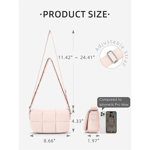Nuevo Bolso <span class=keywords><strong>Bandolera</strong></span> Pequeño para <span class=keywords><strong>Mujer</strong></span> de <span class=keywords><strong>Amazon</strong></span>, Bolso de Hombro Acolchado de Nailon Ligero, Dos Correas, Cierre de Cremallera, Múltiples Bolsillos - Product Image 2