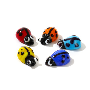 Seven-<b>spotted</b> ladybug glass beads handmade polka <b>dot</b> beetle bracelet beading DIY jewelry accessories materials - Product Image 4