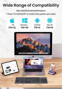 Clavier Bluetooth multi-appareils pliable, clavier sans fil portable avec étui en cuir PU et support pour tablette et téléphone - Product Image 3