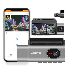 Carlover kamera dasbor lensa ganda 3.69 inci, kamera dasbor lensa ganda 4k Dvr kotak hitam Full Hd kamera dasbor mobil Wifi 4K