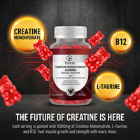 Tiora Vente en gros OEM Marque privée Supplément gommeux de créatine monohydrate 5000mg saveur fraise en forme d'ours avec vitamine B12