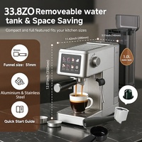 Machine à expresso électrique portable 20 bars, mousseur à lait 1350W, chauffe rapide, pour cappuccino/latte, cafetière à infusion froide, écran tactile en acier inoxydable