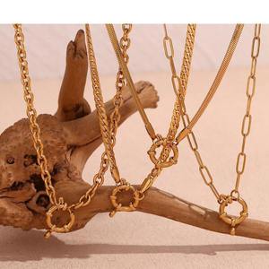 قلادة ربيعية متعددة الطبقات من الفولاذ المقاوم للصدأ-قلادة سلسلة متعددة الطبقات مطلية بالذهب PVD للنساء-مجوهرات أنيقة للبيع بالجملة - Product Image 1