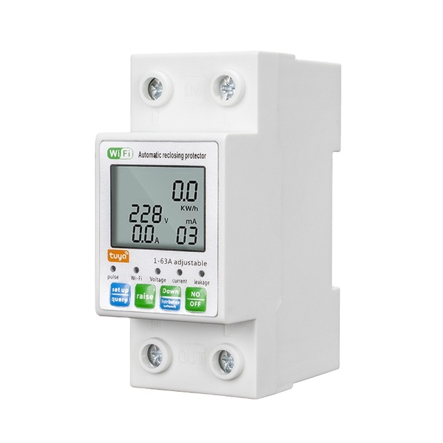 RMshebei SmartLife WIFI MCB Smart Electric Meter Kwh 63A 110V/220V Breaker Mini Voltage Protector Wifi Smart Circuit Breaker