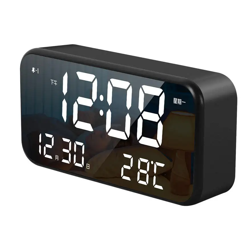 Electronic Alarm Clocks Mirror, Face LED Backlight Table Clocks New Chinese silent Clocks Bedroom table top Cute watch/