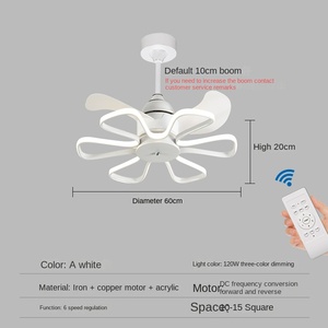Modern Luxury LED Ceiling Fan Light White <b>Decorative</b> <b>Lamp</b> with Glass Body 5 Blades DC Motor for Dining Bedroom Living Room - Product Image 2