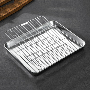 Plateau de cuisson en acier inoxydable Cookie Biscuit Plaque de cuisson Pan Restaurant Service des aliments Plateau de cuisson Ensemble avec grille de refroidissement - Product Image 5