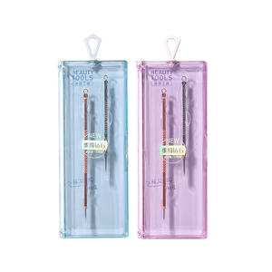 LMLTOP Kit d'aiguilles anti-acné 2 pièces, longues et courtes, en acier inoxydable, extracteur de points noirs, outils de soin du visage SY554 - Product Image 1