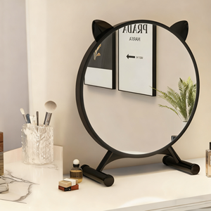 Miroir de maquillage écologique Kitty INS Vint vintage au design moderne Miroir cosmétique de bureau en plastique durable de qualité personnalisé - Product Image 1