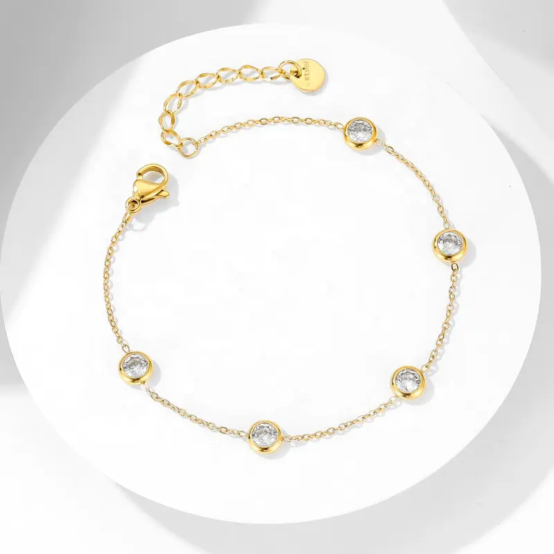 fashionable retro simple versatile jewelry 316 L stainless steel jewelry inlaid with zirconium women's accessories bracelet