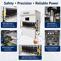 Prensa Plegadora Eléctrica CNC de 65T y 1250mm con Doble Servo y Cortina de Luz de Seguridad para Plegado de Chapa Metálica