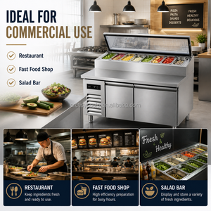 Mesa de trabajo refrigerada comercial con bandeja GN 1/6 1/3, barra de ensaladas, refrigerador para preparación de alimentos para sándwiches, pizzerías y cadenas de tiendas. - Product Image 6