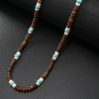 Nuevo collar Retro de cuentas de concha de Coco para hombre, collar de Surf, collares de cuentas de madera hechos a mano