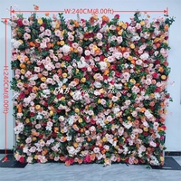 Mur de fleurs de haute qualité 8*8 pieds, arrangement floral enroulable d'orchidées artificielles violettes pour décoration de fête