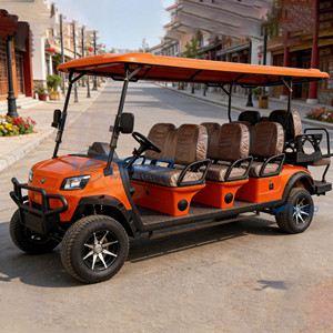 Voitures de golf électriques tout-terrain populaires haute performance 6/8 places, orange, personnalisées avec compteur professionnel et suspension - Product Image 1