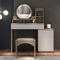 Table de maquillage extensible avec miroir LED, table de maquillage moderne avec lumières, table de maquillage en bois