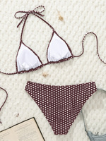 Produits tendance : Maillot de bain femme à pois, ensemble bikini dos nu, maillot de bain deux pièces, logo personnalisé, tenue de plage