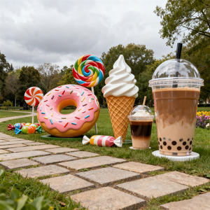 Sculpture d'art de beignet givré brillant surdimensionné affichage géant de vitrine de boulangerie de résine pour la décoration de <span class=keywords><strong>magasin</strong></span> de bonbons - Product Image 6