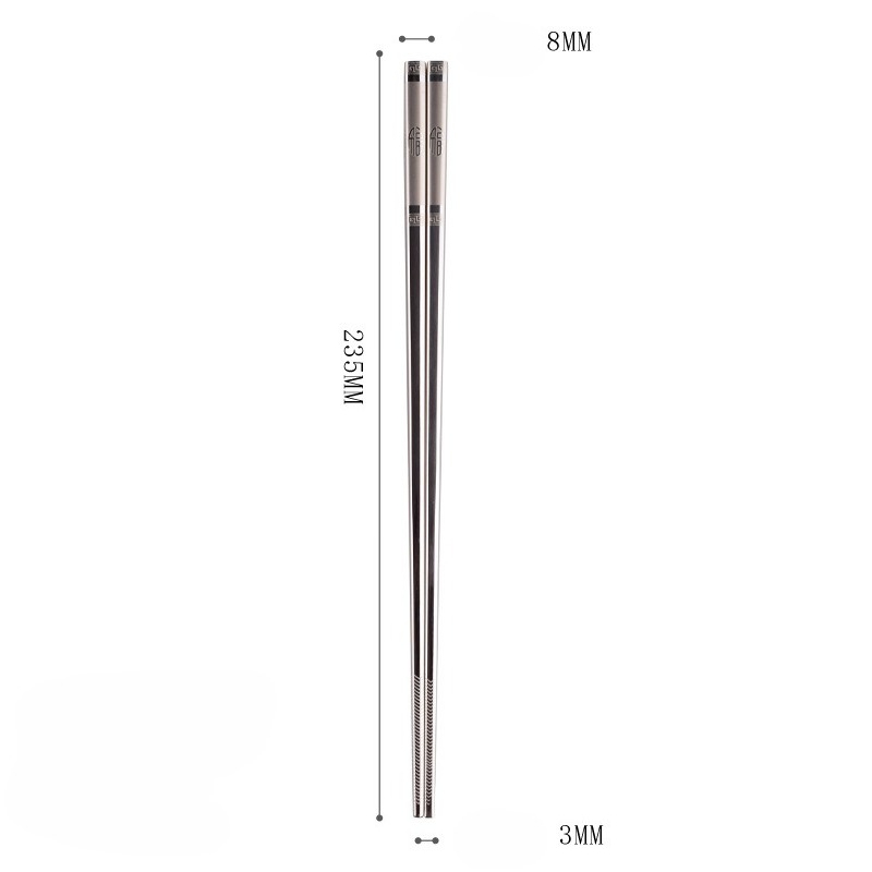 304 Fu pattern anti-skid all-square chopsticks 23.5cm
