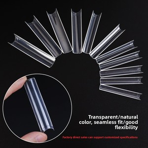 <span class=keywords><strong>Uñas</strong></span> postizas extralargas tipo ataúd XXL, de media cobertura, <span class=keywords><strong>transparentes</strong></span>/naturales, acrílicas, a presión, para salón, venta al por mayor, personalizadas - Product Image 3