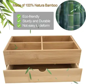 <strong>Wood</strong> Love Theme Painted Multi-Function Reusable Cosmetic Storage Organizer Box with Drawer for Vanity <strong>Desk</strong> - Product Image 1