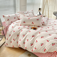 4 pièces 100% polyester microfibre imprimé housse de couette drap de lit doux tissu microfibre drap de lit ensemble de literie