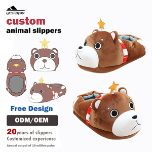 Zapatos de invierno, diseño Personal, Zapatillas de casa de felpa esponjosa, zapatillas de dormitorio de felpa de oso de <span class=keywords><strong>Anime</strong></span> personalizadas de alta calidad - Product Image 2
