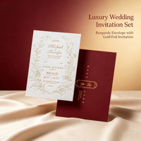 Kit d'invitation de mariage de luxe en typographie avec papier coton, menu estampé à chaud, cartes de réponse et cartes 'Save the Date'