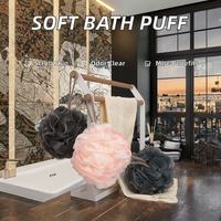 Promotion 50G doux PE bain éponge fleur gommage douche bouffée Bouquet corps Application bain douche boule pour la maison outil de bain