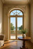 Fenêtre en alliage d'aluminium cintrée de luxe de style européen |   Fenêtre à battant de villa de style victorien en or champagne, certifiée Energy Star