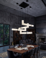 Lustre suspendu en laiton et albâtre, style postmoderne, luminaire linéaire de luxe pour salon, salle à manger, hôtel, villa, lampe géométrique créative