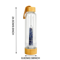 Botella de agua inteligente de cristal con puntos de cristal de piedras preciosas infundidas de piedra de grava Rosa natural