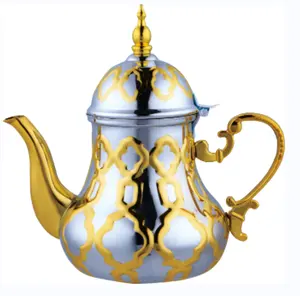 Metal Arabic Inox Morocco Teapot Gold and Silver Marco Tea Maker Marrakech & Casablanca Teapot