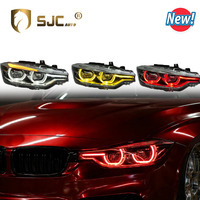 Nouveaux phares SJC Auto V3 originaux argentés tricolores DRL pour BMW F30 F35, feux de jour jaunes/blancs/rouges, phares Angel Eyes