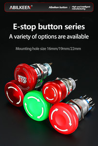 Botón Eléctrico Impermeable Tipo Hongo 1NO1NC con Flecha Roja de 16mm, Interruptor de Parada de Emergencia - Product Image 1