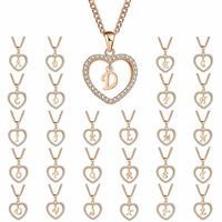 Collar de Moda 2021 con Iniciales de Corazón en Oro Rosa Personalizado, con Pedrería, Letras de la A a la Z, Chapado en Platino, para Bodas y Fiestas