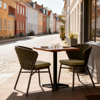 Chaises de salle à manger d'extérieur au design moderne, cadre en métal imperméable, assise en corde tressée, chaise de bistrot pour jardin et patio