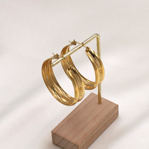 Geometric Stud Earrings Gold Zinc Alloy Fashion Jewelry For Women - Product Image 3