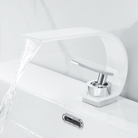 Robinet de lavabo de salle de bain à montage sur comptoir en laiton, avec bec cascade, sans contact, à commande monocommande chaud/froid, avec cartouche céramique, design de luxe