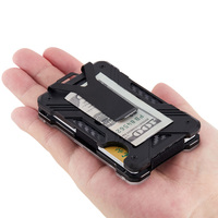 Dompet pemblokir uang logam, dompet logam kualitas tinggi pemblokir RFID, dompet tempat kartu kredit aluminium dengan saku ID