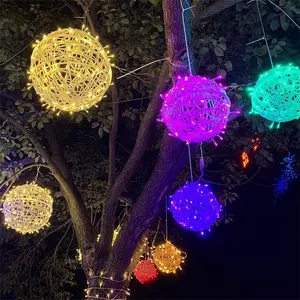 Hot Sale Waterproof Ip65 Garden Festoon Festive Christmas Decorations Outdoor Led String Light Luminous Rattan Ball Lamp
