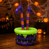Chaudron de sorcière classique avec pot noir et potion verte auto-gonflante pour une décoration de jardin emblématique pour Halloween