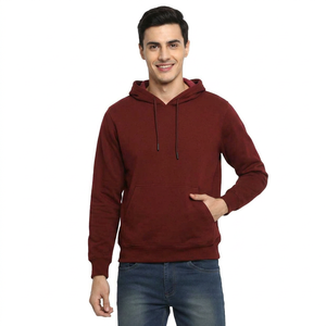 Sudadera con capucha básica de alta calidad, negra, estilo boxy, corta, con media cremallera, de terciopelo grueso, hombros caídos, diseño bordado, 100% algodón. - Product Image 1