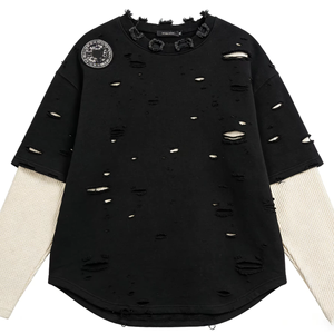 เสื้อคาร์ดิแกนฮิปฮอปแฟชั่นผู้ชายแบบสองชั้นทรงโอเวอร์ไซส์ แขนปกติ ระบายอากาศได้ดี เหมาะสำหรับฤดูหนาว สไตล์สตรีทแวร์ - Product Image 1