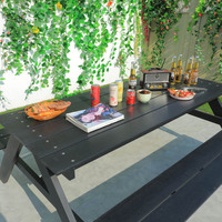 Banc de jardin rectangulaire moderne en aluminium durable avec plateau en plastique imitation bois pour hôtel, école, patio, jardin - Étanche